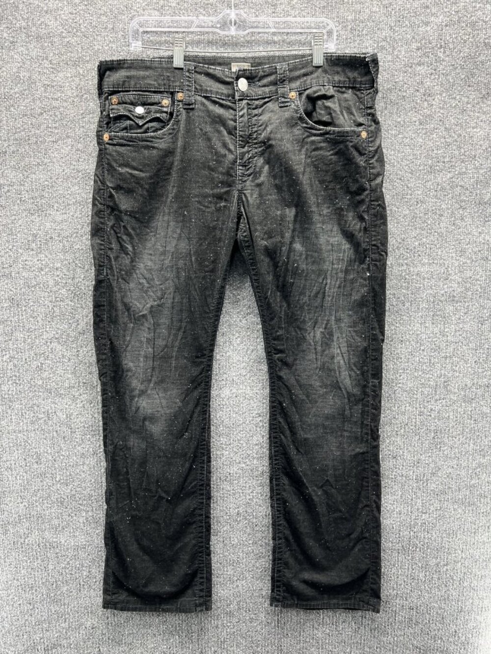 True Religion Ricky Jeans Mens 34 Black Relaxed Straight Denim Dark Wash